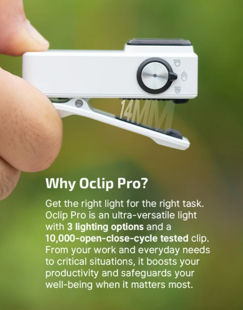 Oclip Pro Clip on Flashlight with Floodlight Spotlight and Red Light