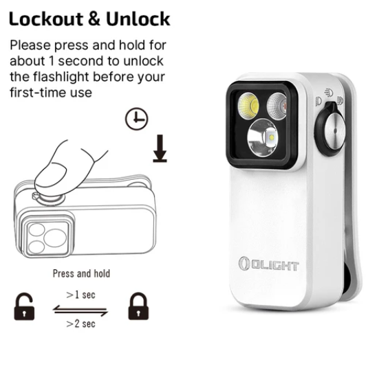 Oclip Pro Clip on Flashlight with Floodlight Spotlight and Red Light