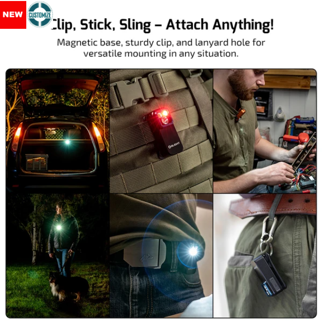 Oclip Pro Clip on Flashlight with Floodlight Spotlight and Red Light