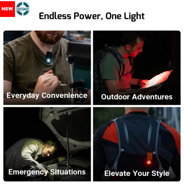 Oclip Pro Clip on Flashlight with Floodlight Spotlight and Red Light