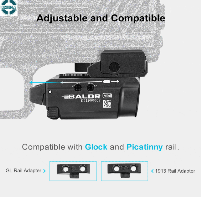 Baldr Mini 600 Lumens Green Laser & Baldr RL Mini Red Laser Combo LED Tactical Light