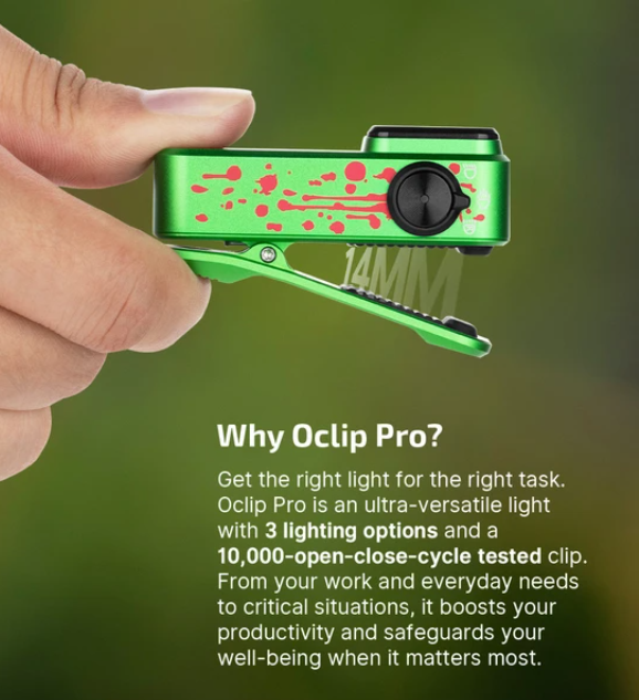 Oclip Pro Clip on Flashlight with Floodlight Spotlight and Red Light