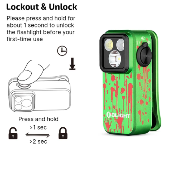 Oclip Pro Clip on Flashlight with Floodlight Spotlight and Red Light