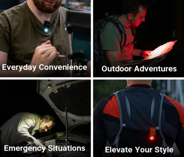 Oclip Pro Clip on Flashlight with Floodlight Spotlight and Red Light