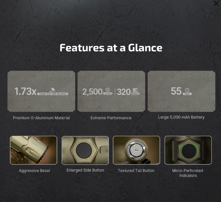 Warrior Ultra 2500 Lumens Tactical Flashlight with OAL Material