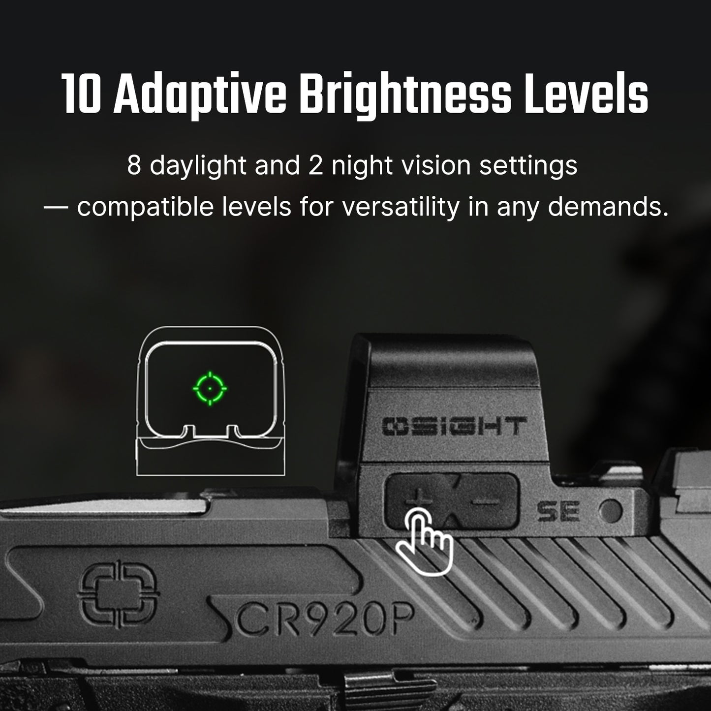 Osight SE RMSc Footprint Enclosed Green 2 MOA Dot & 32 MOA Circle Sight with Side-Loading Battery