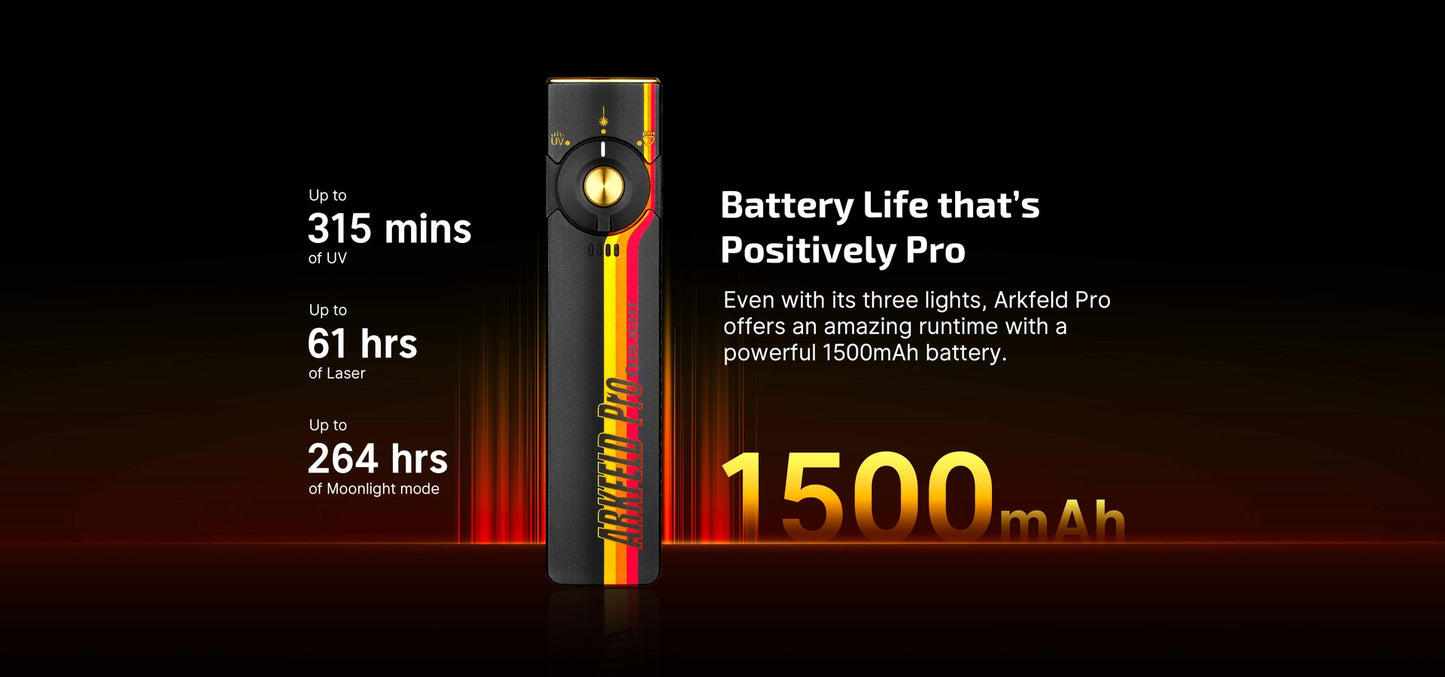 Arkfeld Pro Flat EDC Flashlight with LED Light UV and Laser