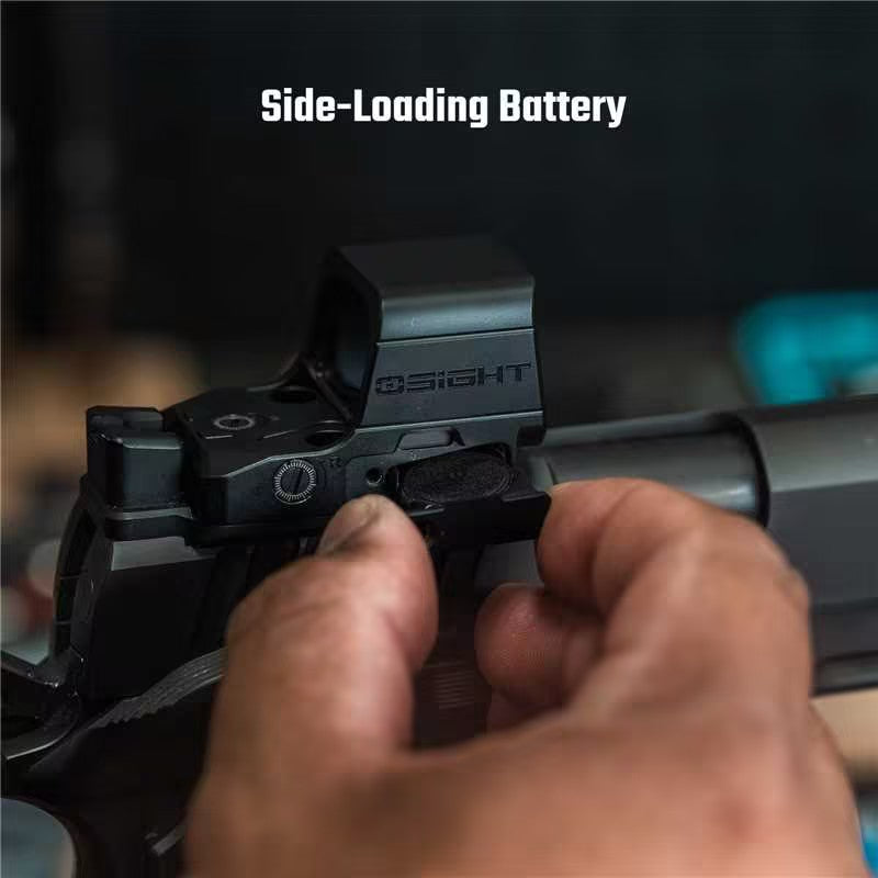 Osight XE AMRS Enclosed Red Dot Sight with RMR Footprint and Side-Loading Battery featuring 2/6+32 MOA Multi-Reticle System