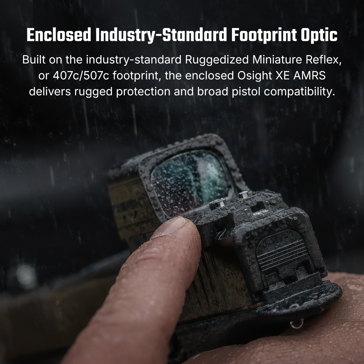 Osight XE AMRS Enclosed Red Dot Sight with RMR Footprint and Side-Loading Battery featuring 2/6+32 MOA Multi-Reticle System