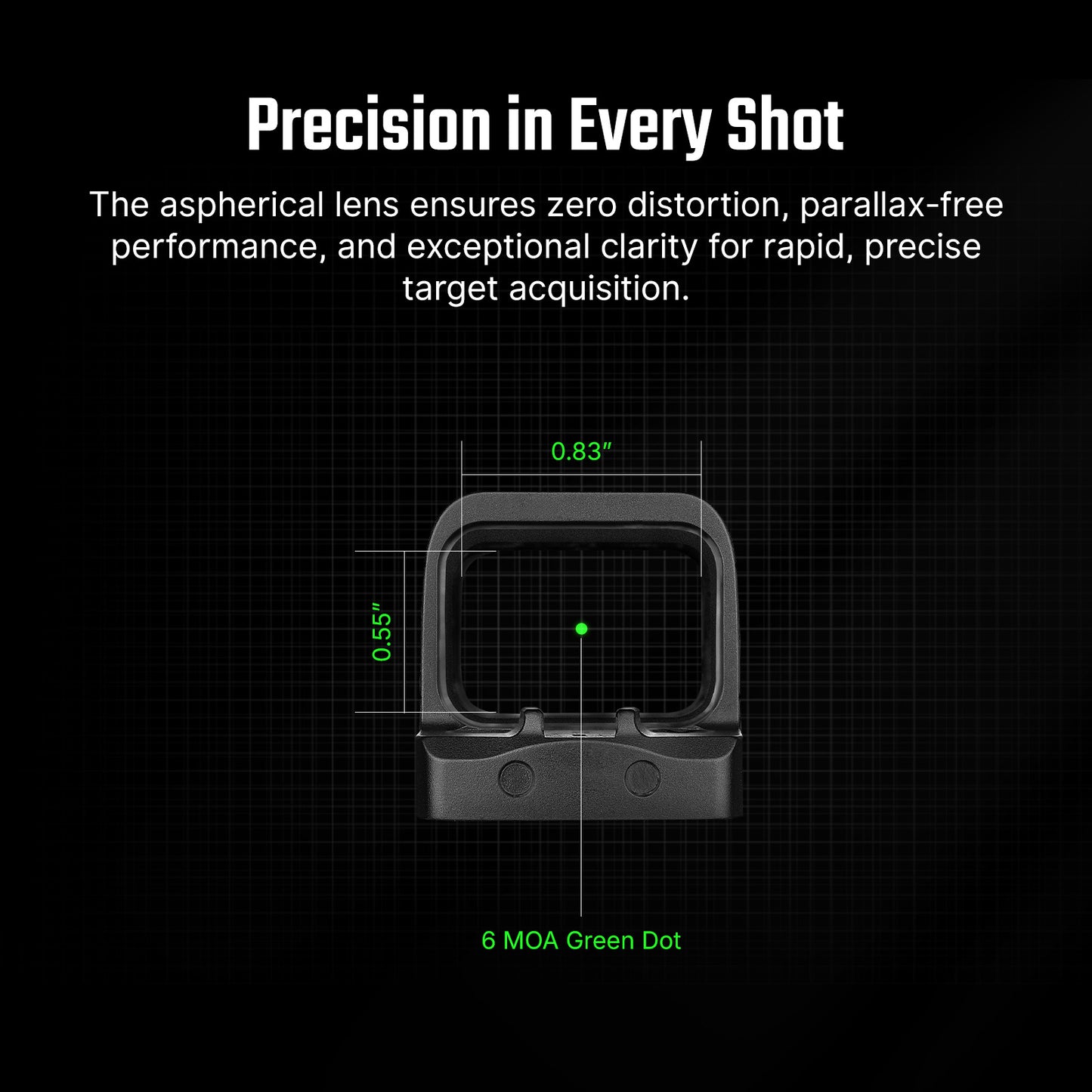 Osight SE RMSc Footprint Enclosed 6 MOA Green Dot Sight with Side-Loading Battery