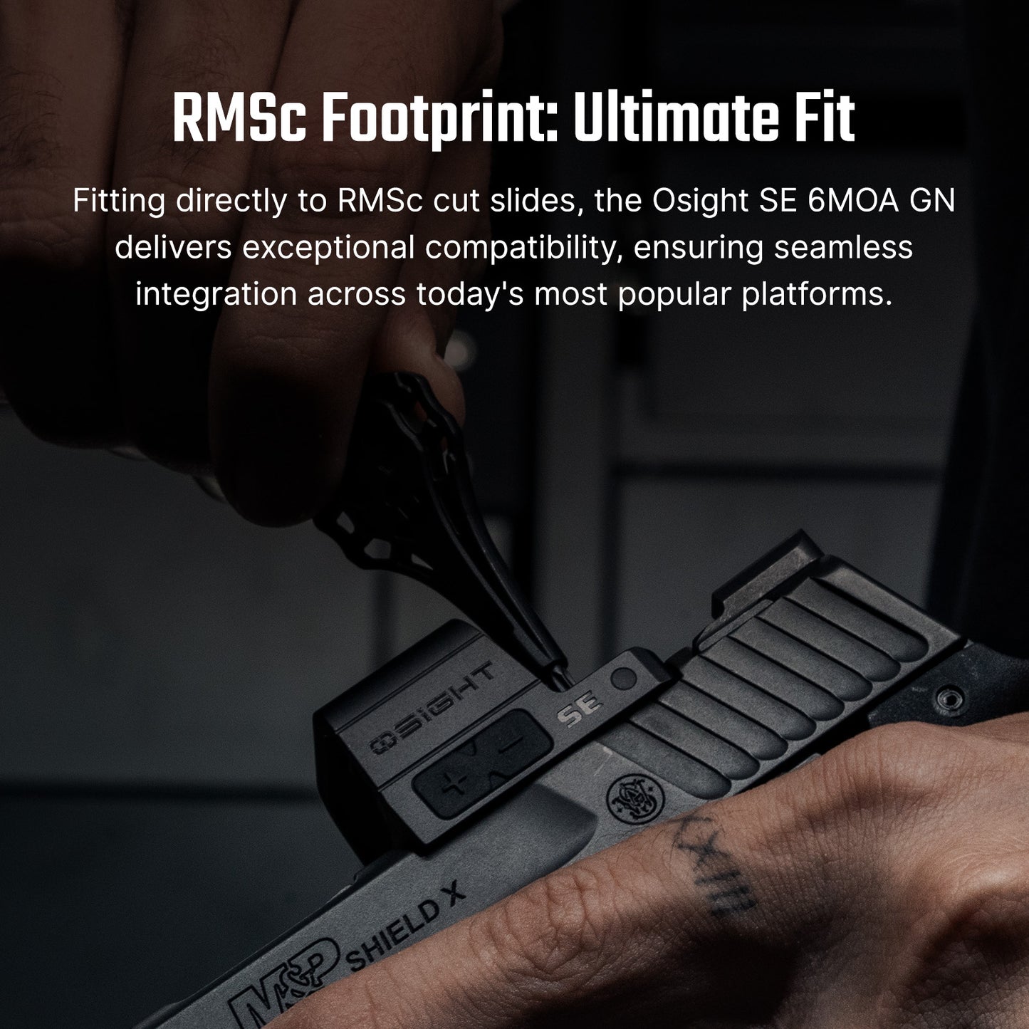 Osight SE RMSc Footprint Enclosed 6 MOA Green Dot Sight with Side-Loading Battery