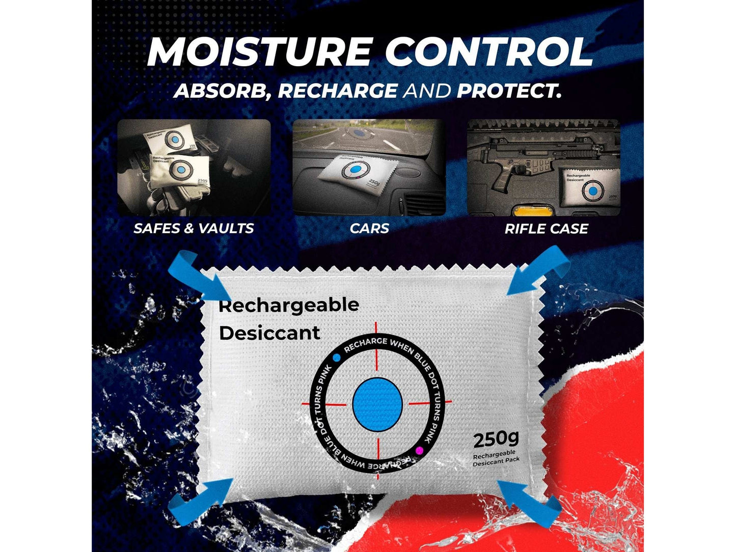 Portable Pistol and Firearm Rechargeable Desicant Dehumidifier - Moisture, Rust, Mold Protection