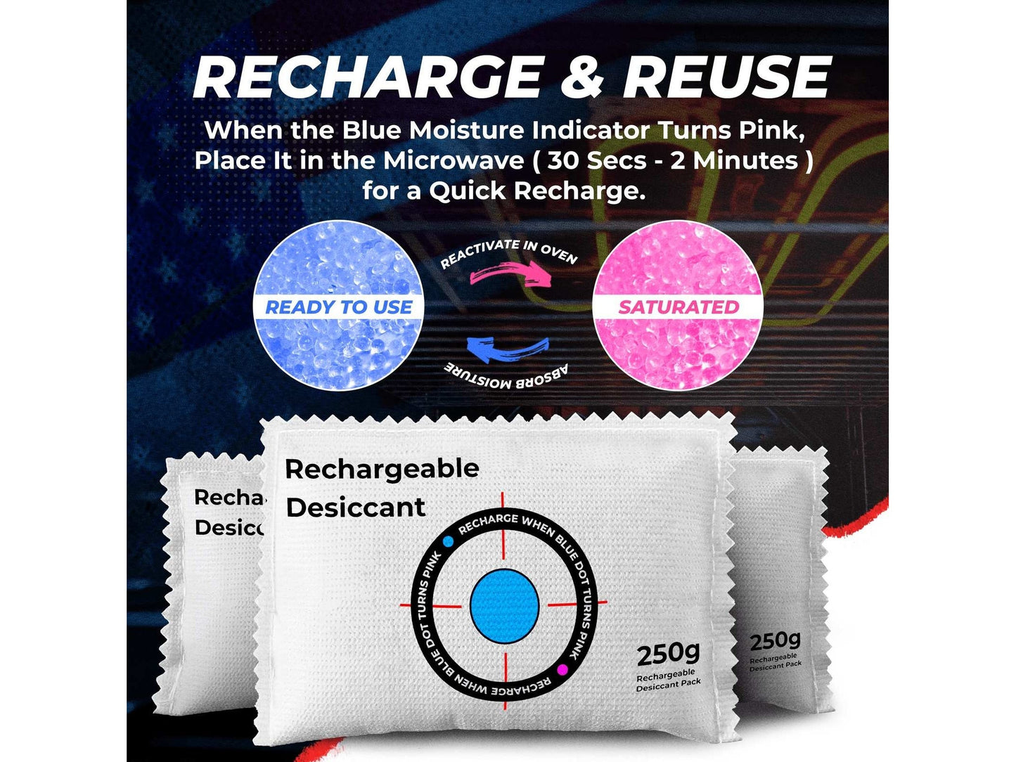 Portable Pistol and Firearm Rechargeable Desicant Dehumidifier - Moisture, Rust, Mold Protection