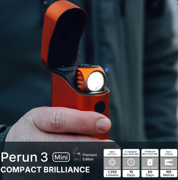 Perun 3 Mini Headlamp & Flashlight with Red and White Light