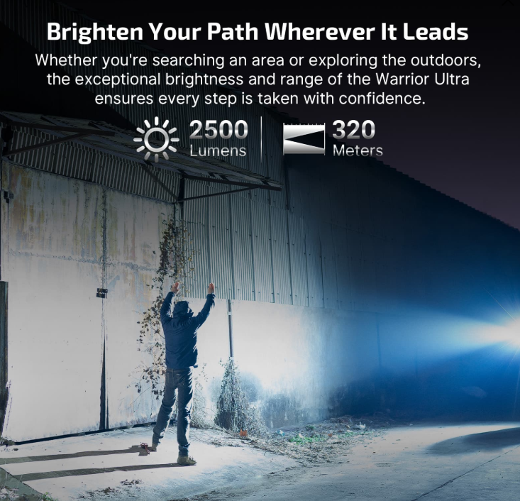 Warrior Ultra 2500 Lumens Tactical Flashlight with OAL Material