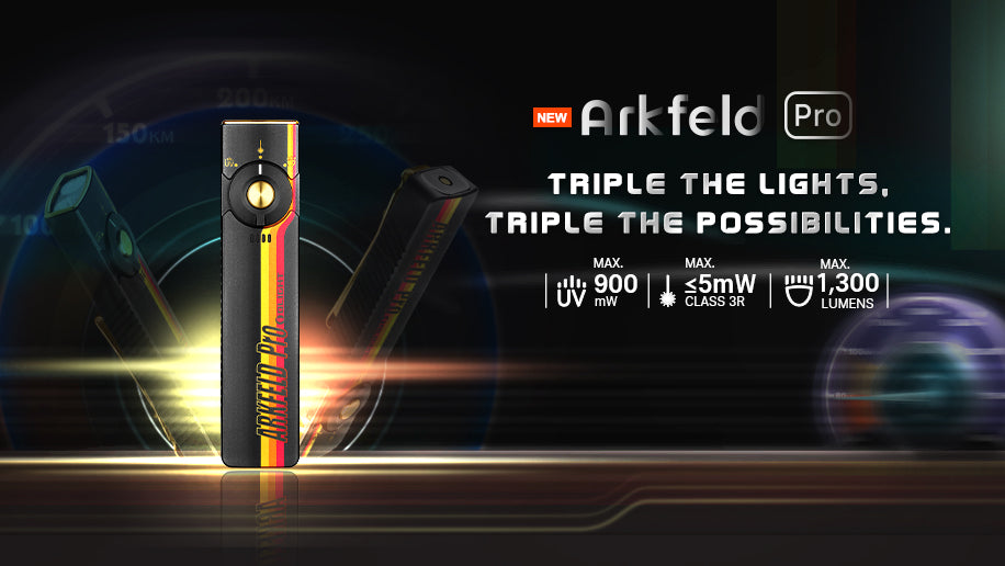 Arkfeld Pro Flat EDC Flashlight with LED Light UV and Laser