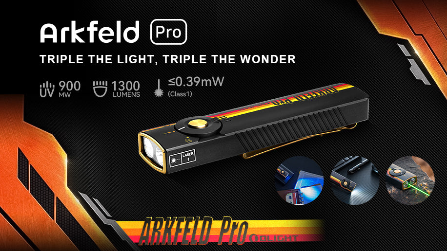 Arkfeld Pro Flat EDC Flashlight with LED Light UV and Laser