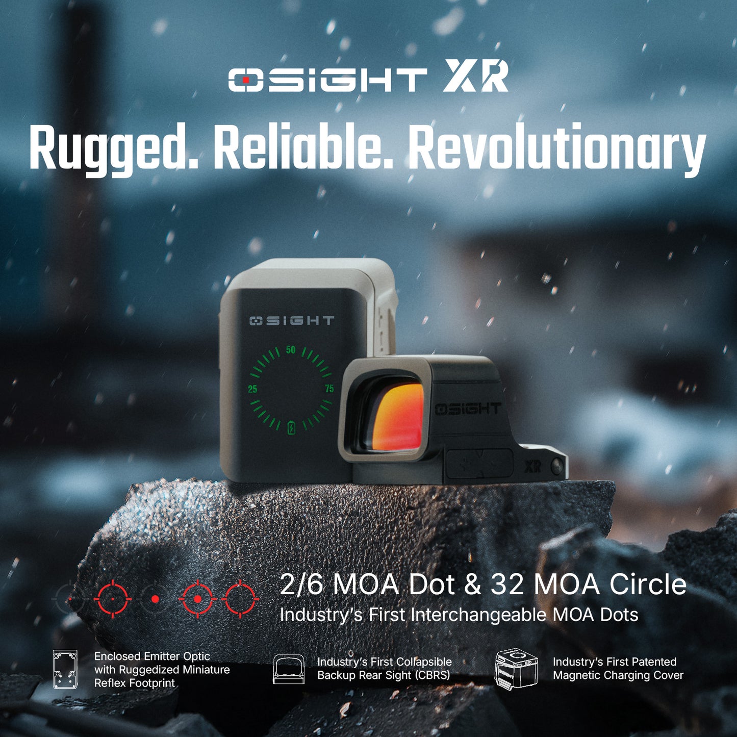 Osight XR Enclosed Red Dot Sight with Ruggedized Miniature Reflex Footprint and 2/6+32 MOA Multi-Reticle System