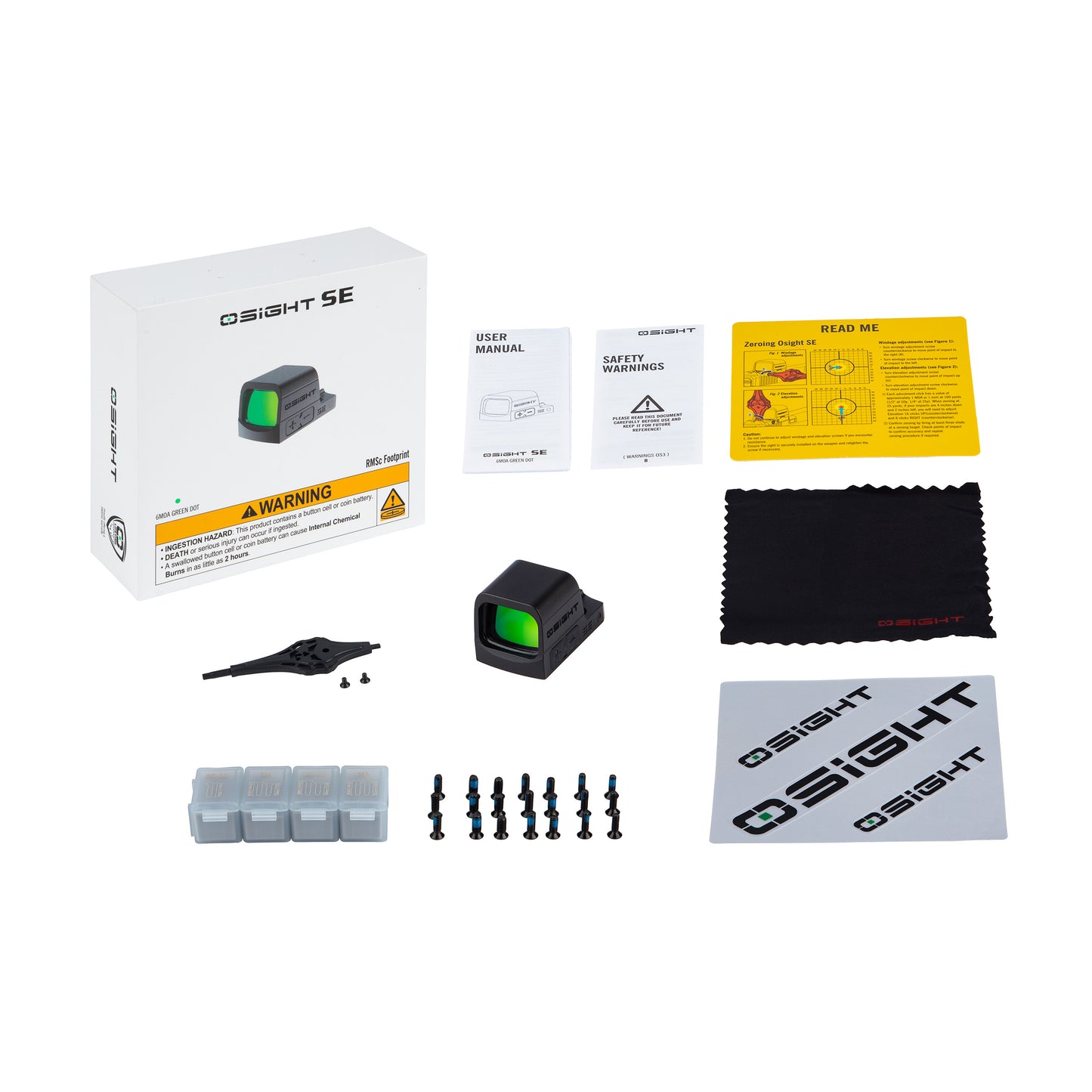 Osight SE RMSc Footprint Enclosed 6 MOA Green Dot Sight with Side-Loading Battery