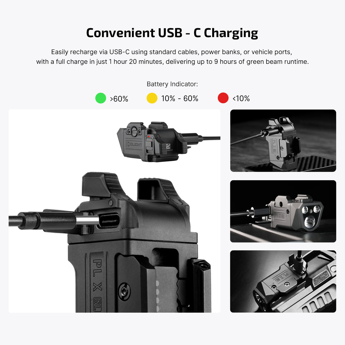 PL X GL 3-in-1 Rail-Mounted Light: Floodlight, Spotlight & Green Beam