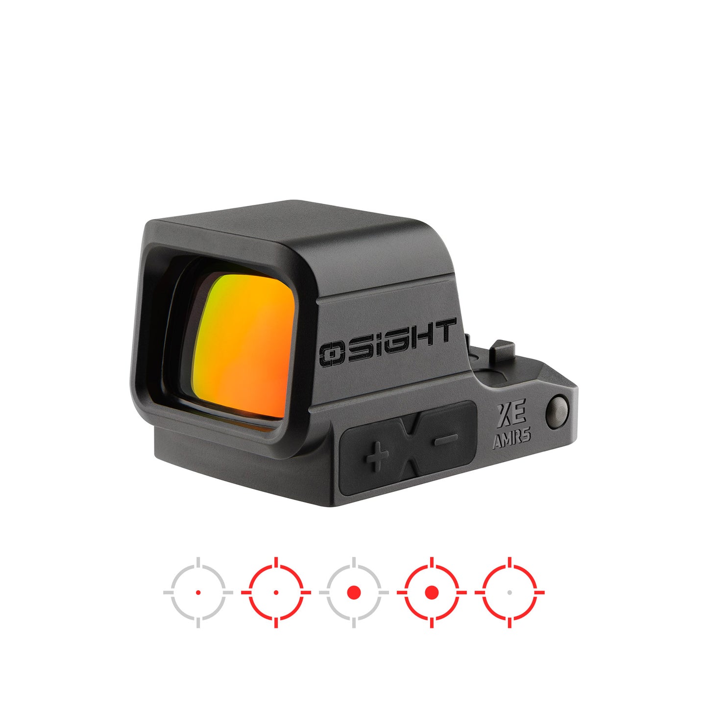 Osight XE AMRS Enclosed Red Dot Sight with RMR Footprint and Side-Loading Battery featuring 2/6+32 MOA Multi-Reticle System