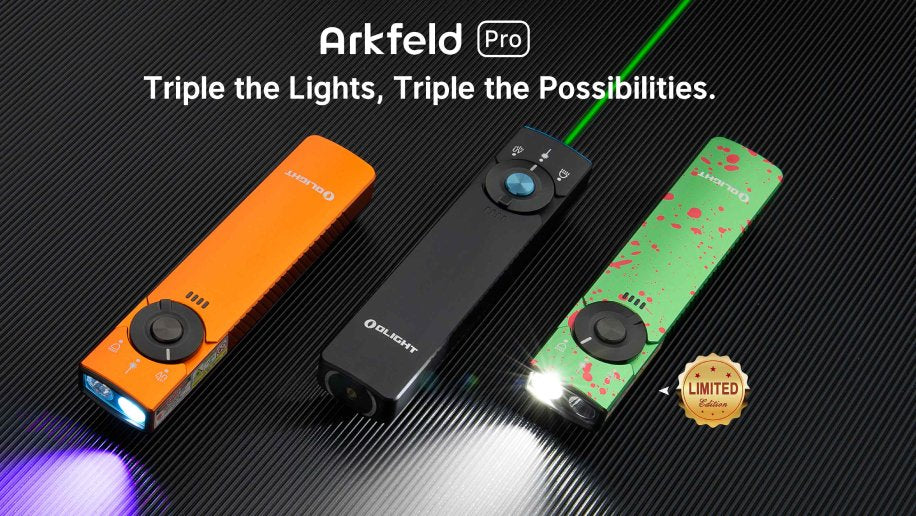 Arkfeld Pro Flat EDC Flashlight with LED Light UV and Laser